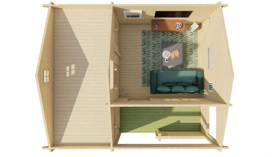 Tuindeco Edelweiss chalet 600x510 cm 70 mm vuren red class wood geïmpregneerd