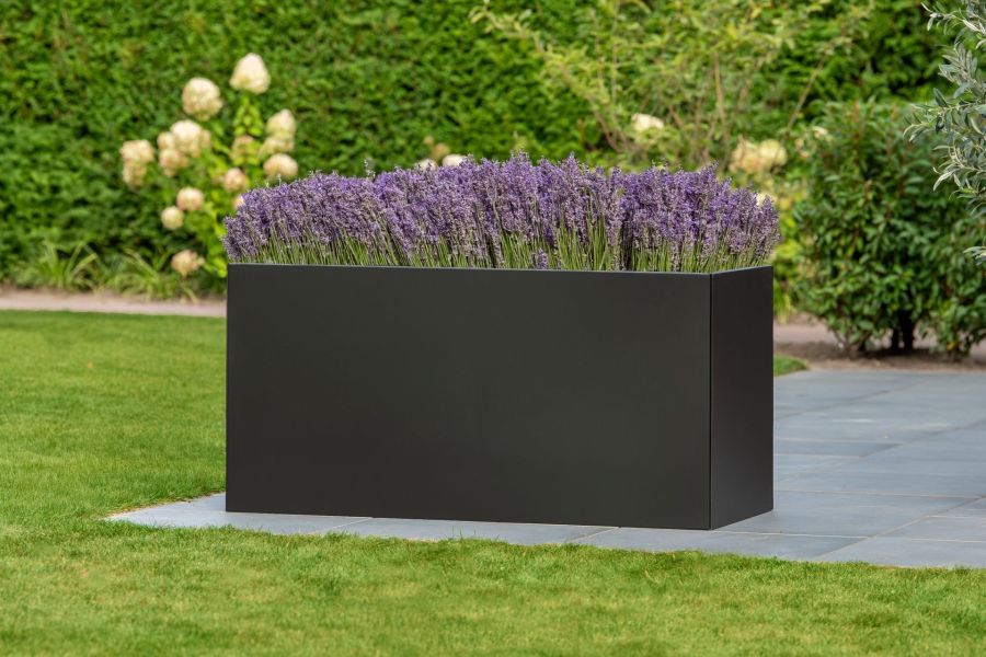 Bloembak Mohawk 60x120x60 cm zwart gepoedercoat staal
