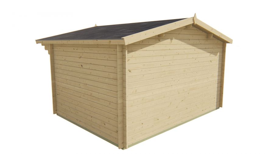 Tuindeco Murcia Blokhut 400x300 cm + luifel 70 cm 34 mm vuren bruin geïmpregneerd