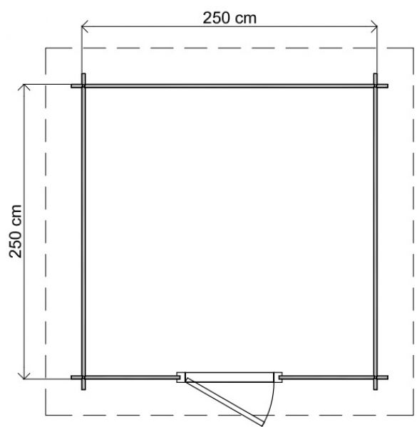 Lugarde Select Zwolle Blokhut 250x250 cm 28 mm keteldruk grijs geïmpregneerd