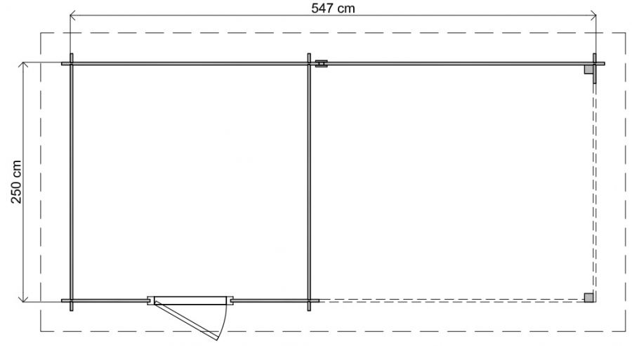 Lugarde Select Deventer Blokhut met overkapping 250x250 cm + overkapping 300 cm 28 mm vuren blank