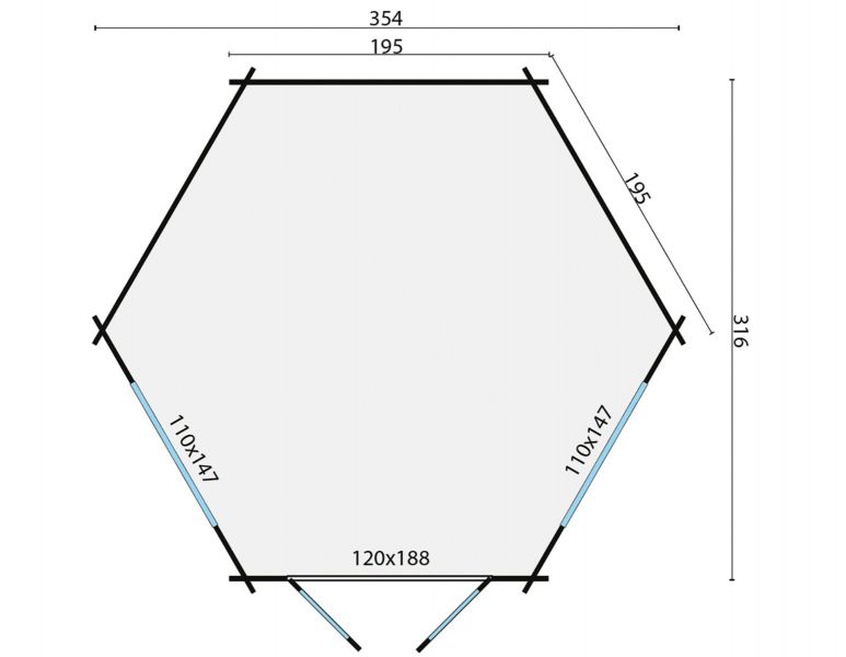Tuindeco Nora Blokhut 363x312 cm 34 mm vuren grijs geïmpregneerd