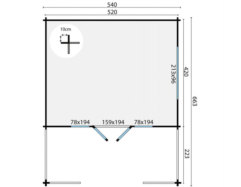 Blokhut Nottingham 540x440 cm + luifel 200 cm - Red class wood geïmpregneerd