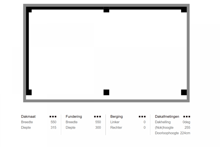 Overkapping Emmen 550x300 cm Douglas blank met douglas rabat wanden (Incl. EPDM)