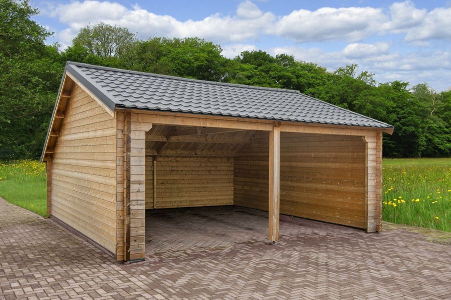 Garage/Kapschuur Nysse 600x600 cm - Red class wood geïmpregneerd