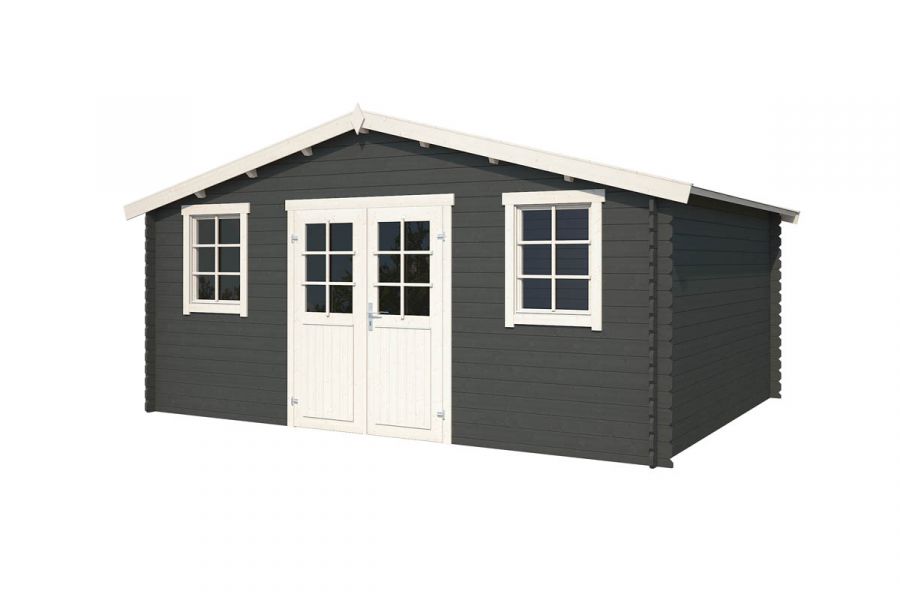 Blokhut Udo 480x300 cm - Carbon Grey-Wit gecoat secondary