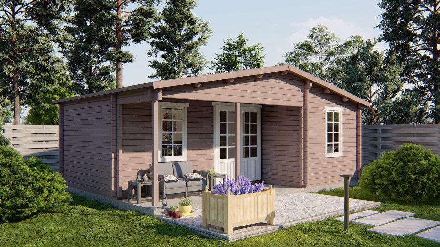 Tuindeco Ollie Blokhut 731x498 cm 70 mm vuren groen geïmpregneerd