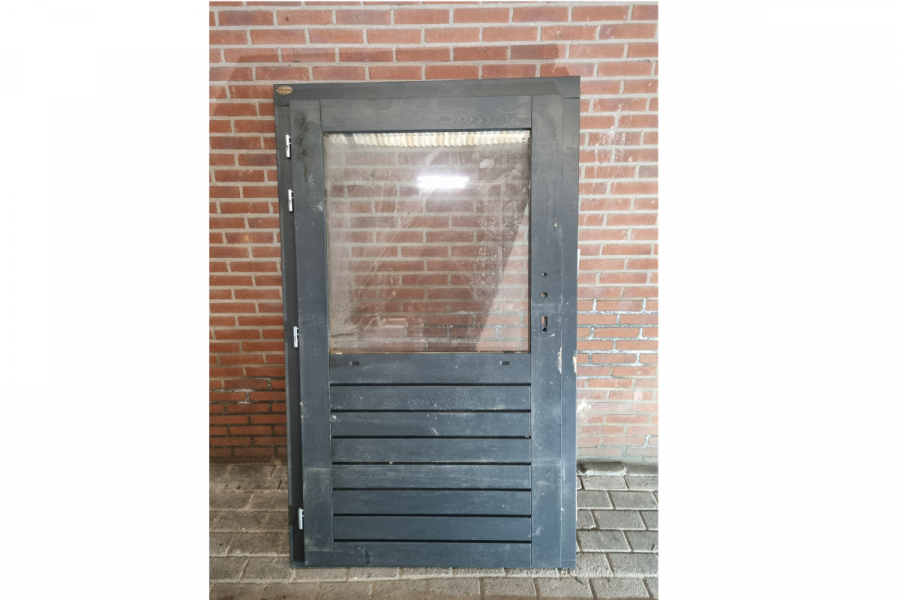 Enkele houten deur antraciet 101 x 180 cm (bxh) met kozijn 114 x 189 cm - SALE25041