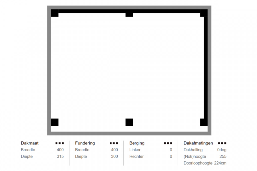Overkapping Assen 400x300 cm Douglas blank (Incl. EPDM)