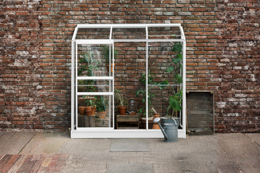 Royal Well Emma II aluminium muurkas 194x69x194 cm wit met veiligheidsglas