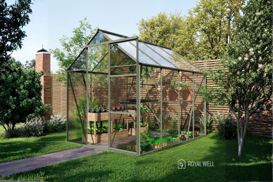 Royal Well Kate II aluminium tuinkas 192x253 cm groengrijs