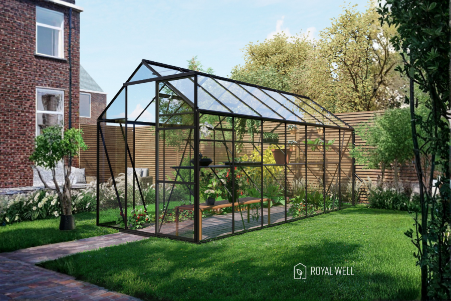 Royal Well Kate V aluminium tuinkas 192x436 cm zwart