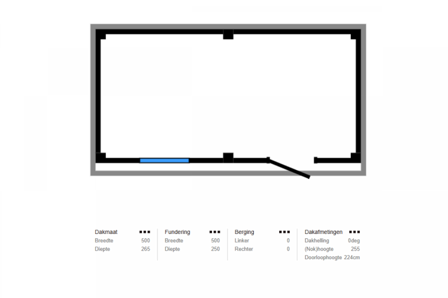 Blokhut Maastricht 500x250 cm Douglas blank met vuren rabat wanden (incl. EPDM)