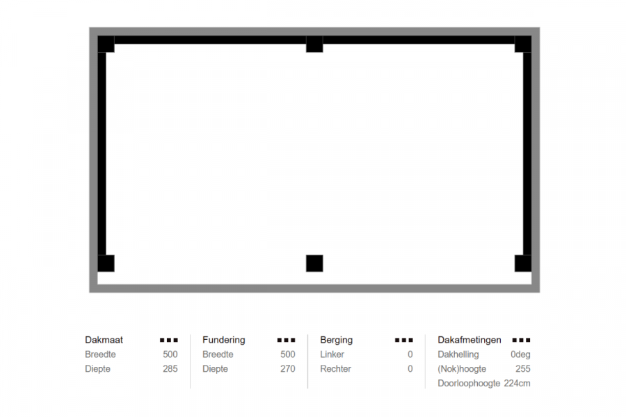 Overkapping Leiden 500x270 cm Douglas blank (Incl. EPDM)
