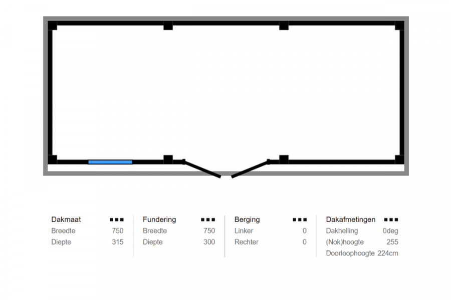 Blokhut Tiel 780x300 cm Douglas blank met vuren rabat wanden (incl. EPDM)