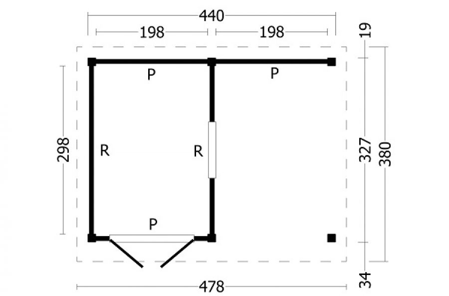 Plattegrond Oslo L type 4 478x380cm