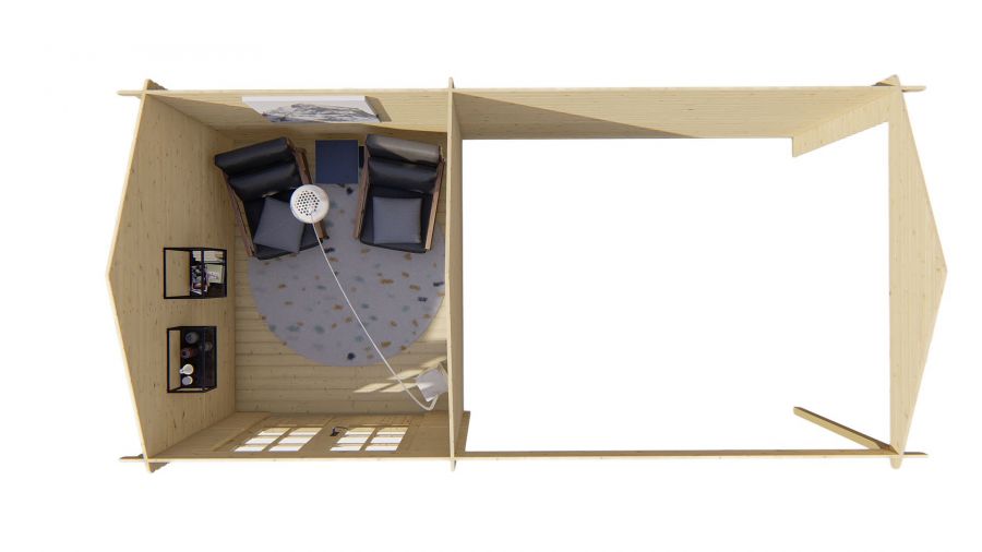 Tuindeco Ove Blokhut 250x300 cm + luifel 340 cm 28 mm vuren red class wood geïmpregneerd
