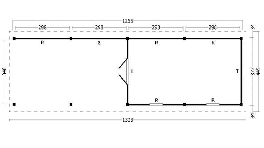 Plattegrond Overkapping Hamar XL type 11 1303x445 cm