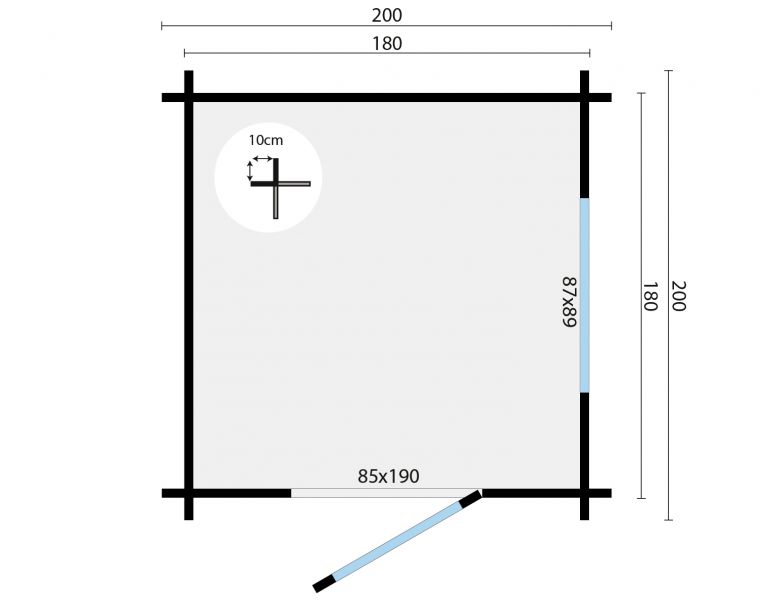 Blokhut Frankie 40 mm onbehandeld 200x220 cm