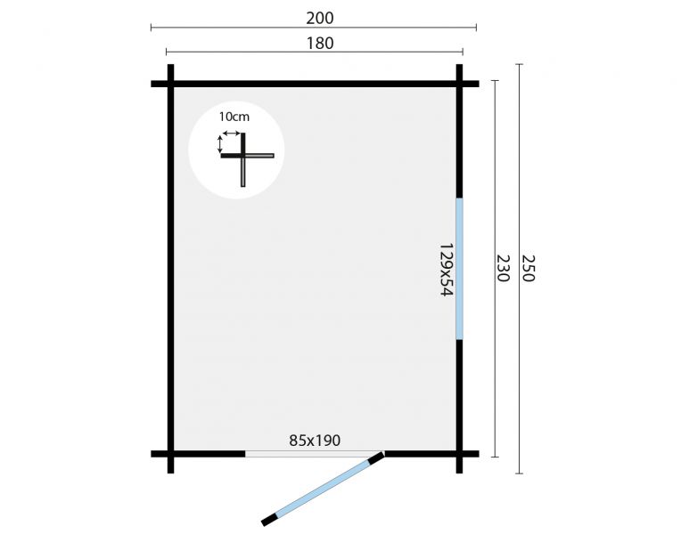 Blokhut Samuel 40 mm onbehandeld 200x270 cm