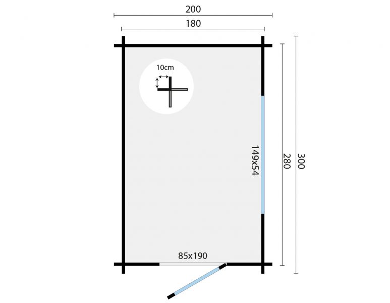 Blokhut Will 40 mm onbehandeld 200x300 cm