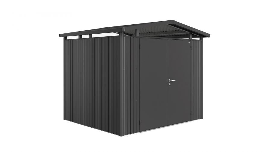 Biohort Panorama Gr. P3 metalen tuinhuis met dubbele deur 273x238 cm donkergrijs metallic