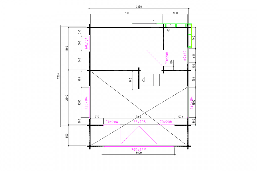 Chalet Panorama 425x425 cm - compleet gecoat