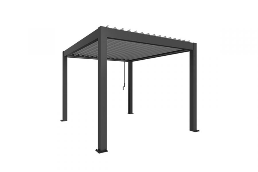 Pergola - Donkergrijs - Zilver Metallic Lamellen - 300x300 cm