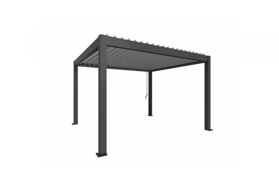 Pergola - Donkergrijs - Zilver Metallic Lamellen - 400x300 cm