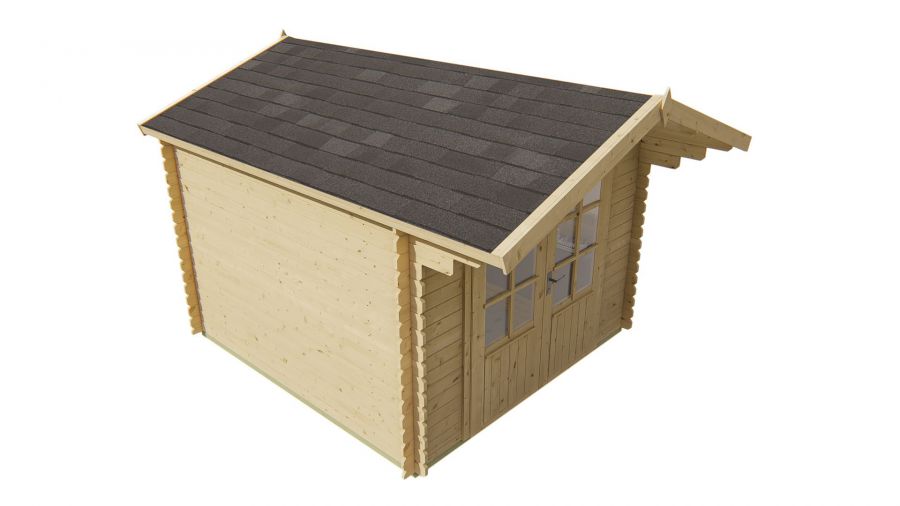 Tuindeco Perlund Blokhut 300x300 cm 28 mm vuren grijs geïmpregneerd