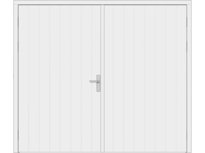 Trendhout Plaatdeur dubbel XL - 2 deuren - 120x211,5 cm + kozijn 254x219 cm - wit (incl. hang en sluitwerk)