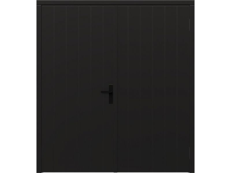 Plaatdeur dubbel 2 deuren - 93x211,5 cm + kozijn 200x218,9 cm - zwart (incl. hang en sluitwerk)