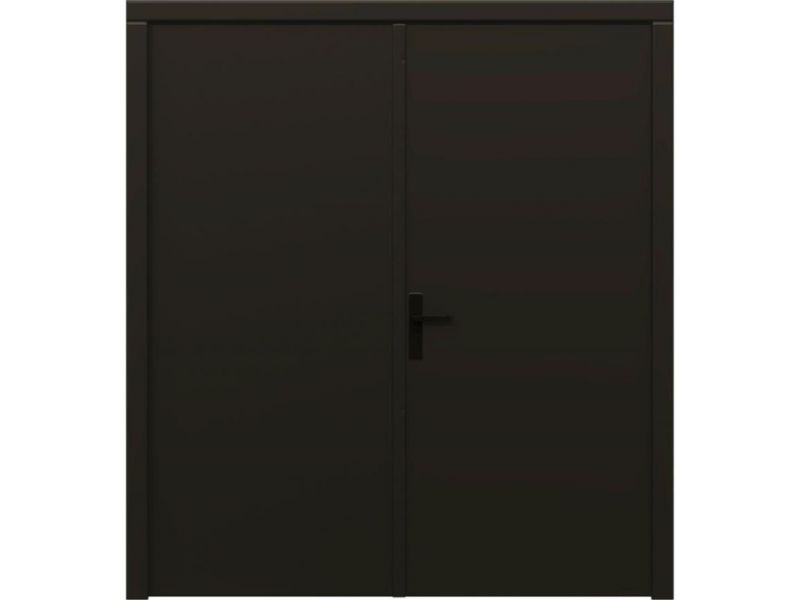 Plaatdeur dubbel 2 deuren - 93x211,5 cm + kozijn 200x218,9 cm - zwart (incl. hang en sluitwerk)
