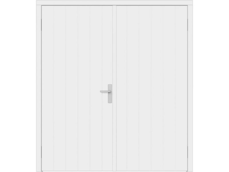 Trendhout Plaatdeur dubbel 2 deuren - 93x211,5 cm + kozijn 200x218,9 cm - wit (incl. hang en sluitwerk)