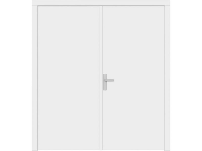 Trendhout Plaatdeur dubbel 2 deuren - 93x211,5 cm + kozijn 200x218,9 cm - wit (incl. hang en sluitwerk)