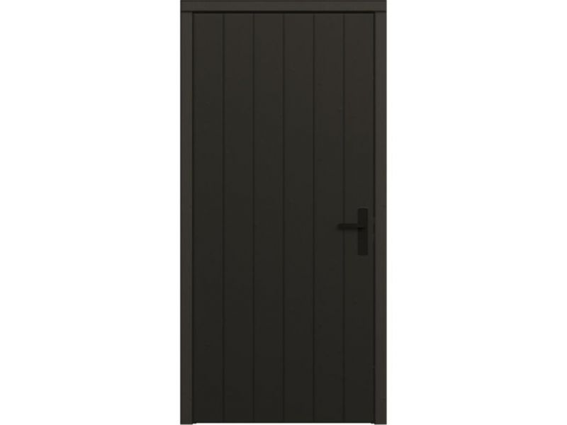 Plaatdeur enkel linksdraaiend - 93x211,5 cm + kozijn 106,4x218,9 cm - zwart (incl. hang en sluitwerk)