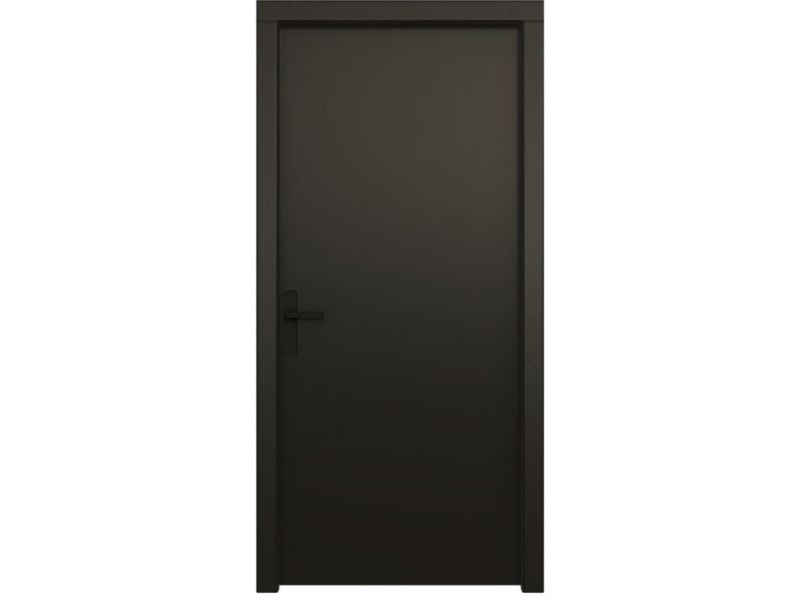 Plaatdeur enkel linksdraaiend - 93x211,5 cm + kozijn 106,4x218,9 cm - zwart (incl. hang en sluitwerk)