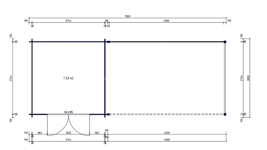 Plattegrond blokhut Ray