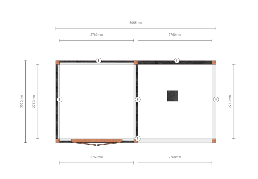 Buitenverblijf Verona model links 625 x 335 cm
