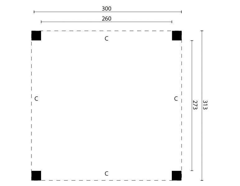 Red Class Wood overkapping Renesse 300x313 cm basis incl. schroefpakket - Bouwpakket