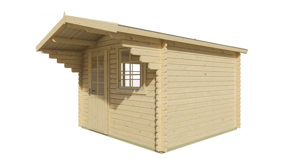 Tuindeco Riho Blokhut 320x320 cm + luifel 120 cm 40 mm vuren red class wood geïmpregneerd