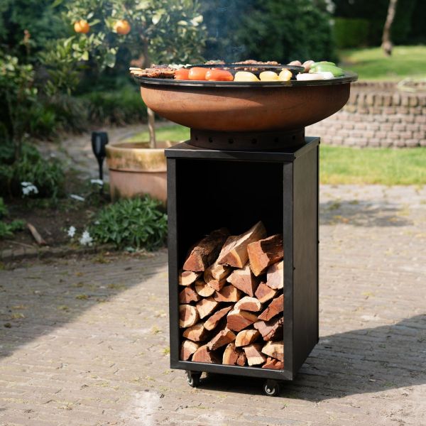 Barbecue Camarada Base Black top Corten - incl. houtopslag - Ø70 cm