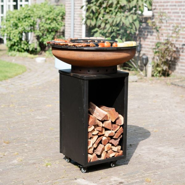 Barbecue Camarada Base Black top Corten - incl. houtopslag - Ø70 cm