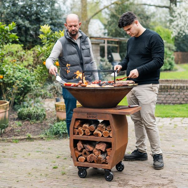 Barbecue Companero XXL 2.0 Cortenstaal - incl. hoes en houtopslag - Ø80cm
