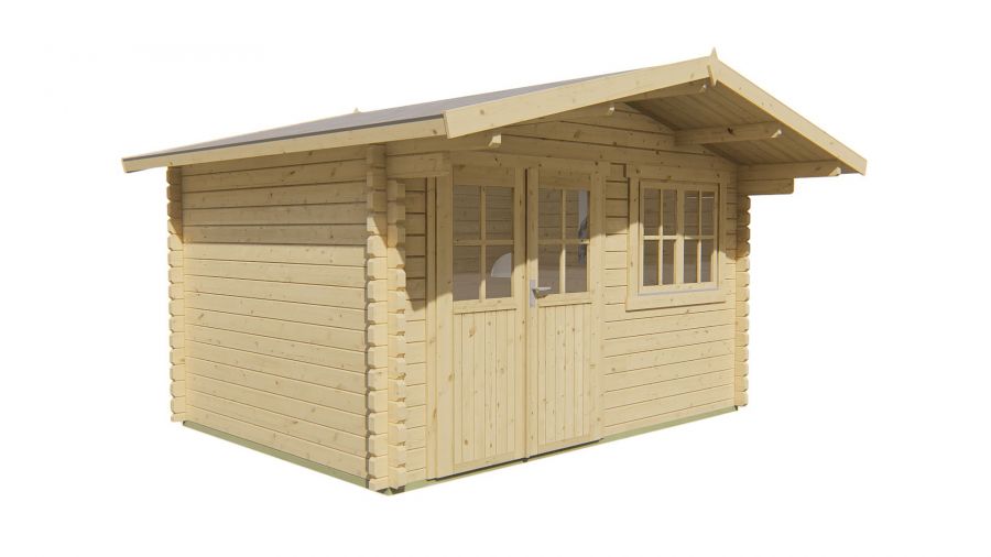 Tuindeco Rorik Blokhut 400x300 cm + luifel 90 cm 58 mm vuren honing geïmpregneerd
