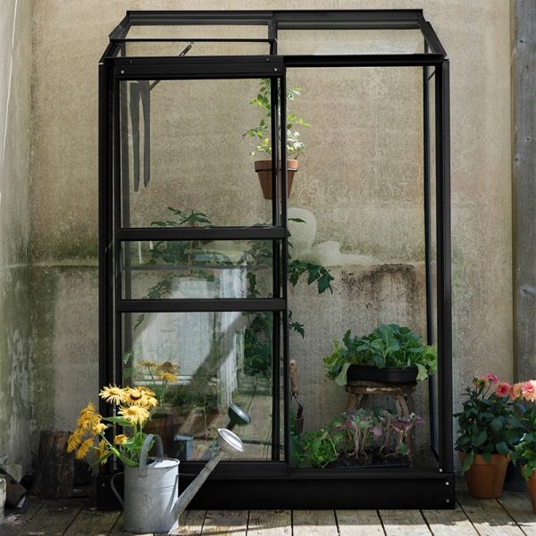 Muurkas Emma I - 132x69x194 cm - Zwart - Veiligheidsglas