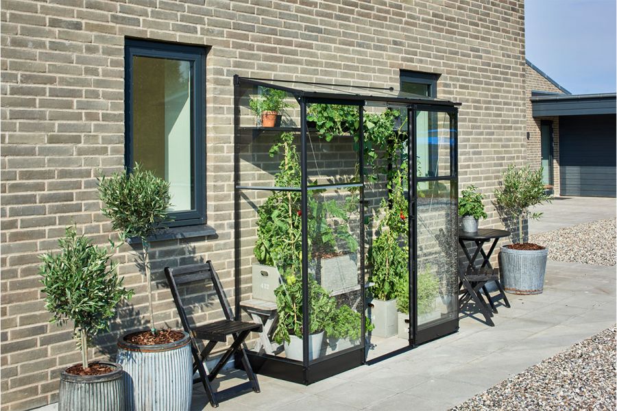 Muurkas Qube - Lean-to 26 - 189x65x204 cm - Zwart - Veiligheidsglas
