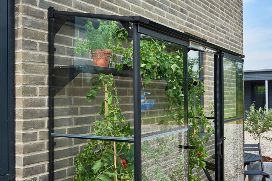 Muurkas Qube - Lean-to 26 - 189x65x204 cm - Zwart - Veiligheidsglas