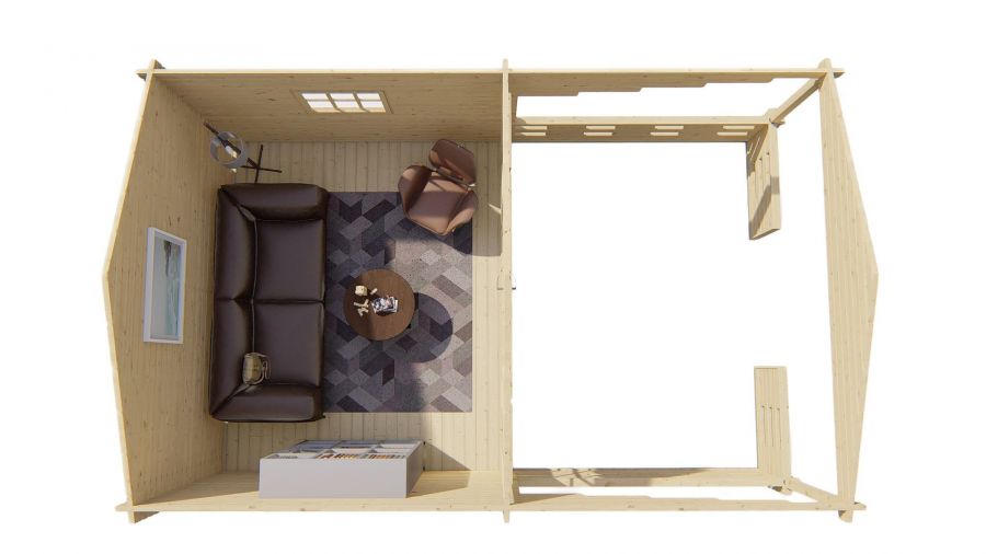 Blokhut Sanstrov 380x320 cm + luifel 270 cm - Red class wood geïmpregneerd
