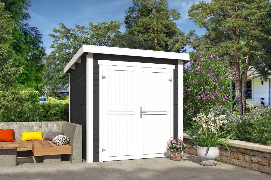Outdoor Life Sara Tuinhuis 200x200 cm 28 mm vuren Carbon Grey-Wit gecoat